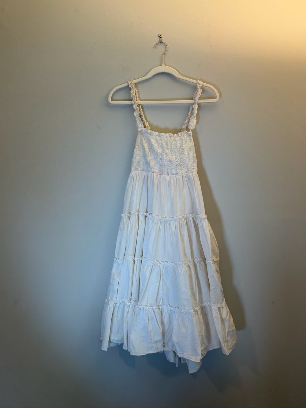 White Tiered Sundress with Ruffled Straps size M